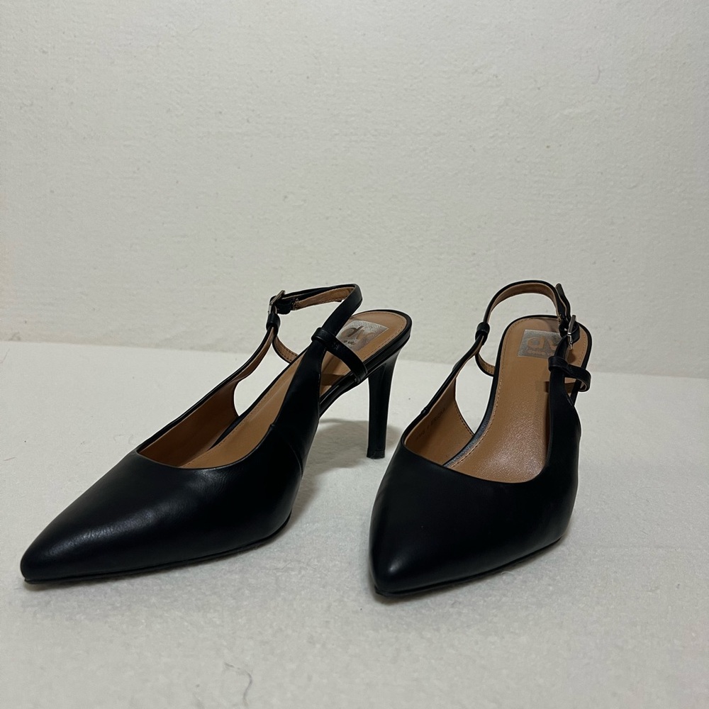 Black Leather Slingback Heels